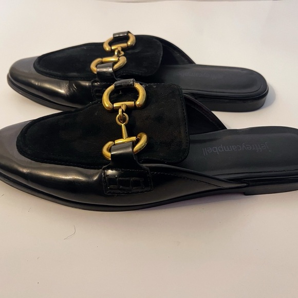Jeffrey Campbell Suede Upper Black Mules with Gold Buckle Academua Fall - Picture 6 of 12